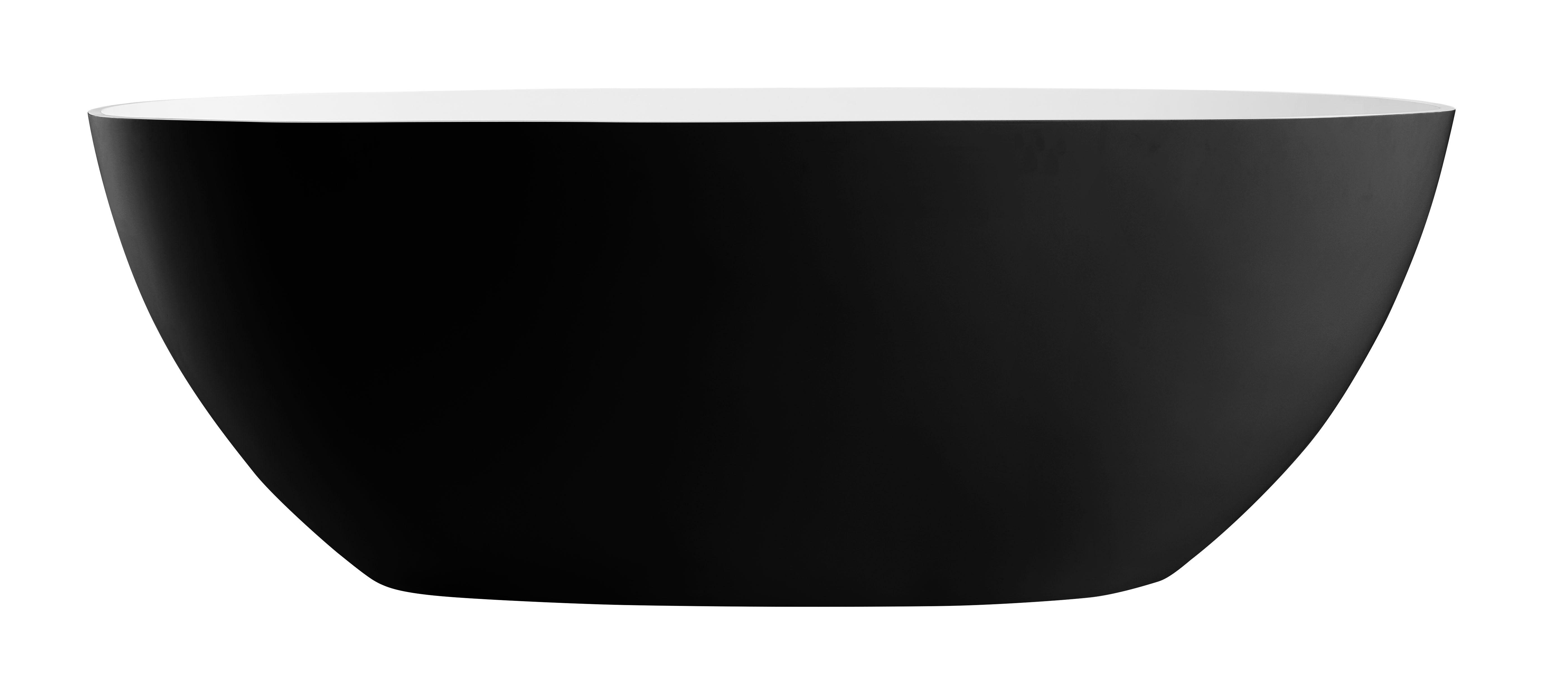 ALFI brand AB9975BM 59" Black & White Matte Oval Solid Surface Resin Soaking Bathtub