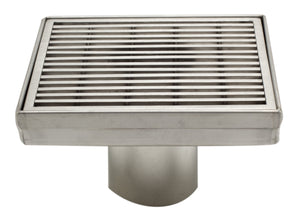 ALFI brand ABSD55D 5" x 5" Square Stainless Steel Shower Drain with Groove Lines