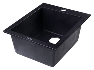 ALFI brand AB1720DI-BLA Black 17" Drop-In Rectangular Granite Composite Kitchen Prep Sink