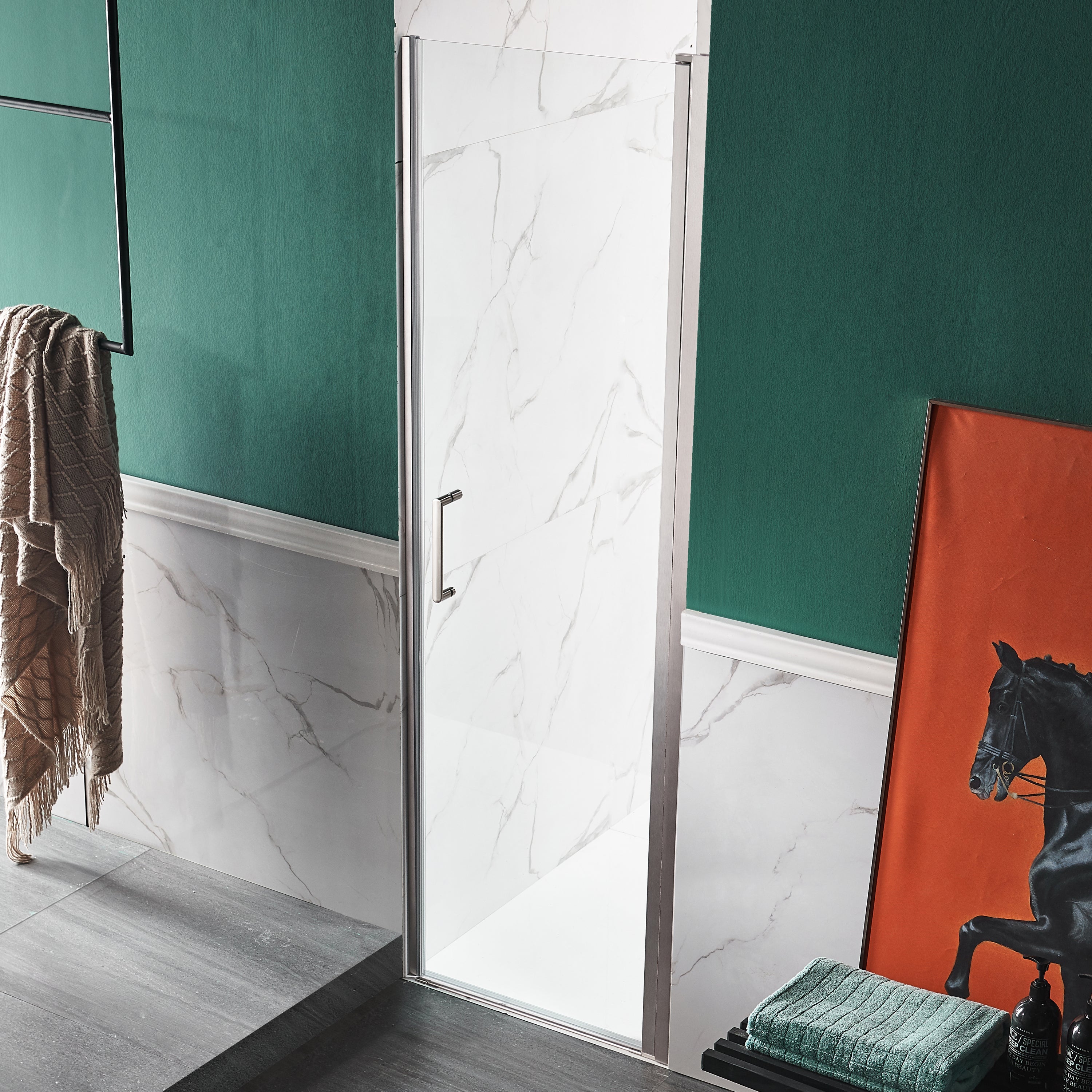 Lancer 23 in. x 72 in. Semi-Frameless Shower Door with TSUNAMI GUARD