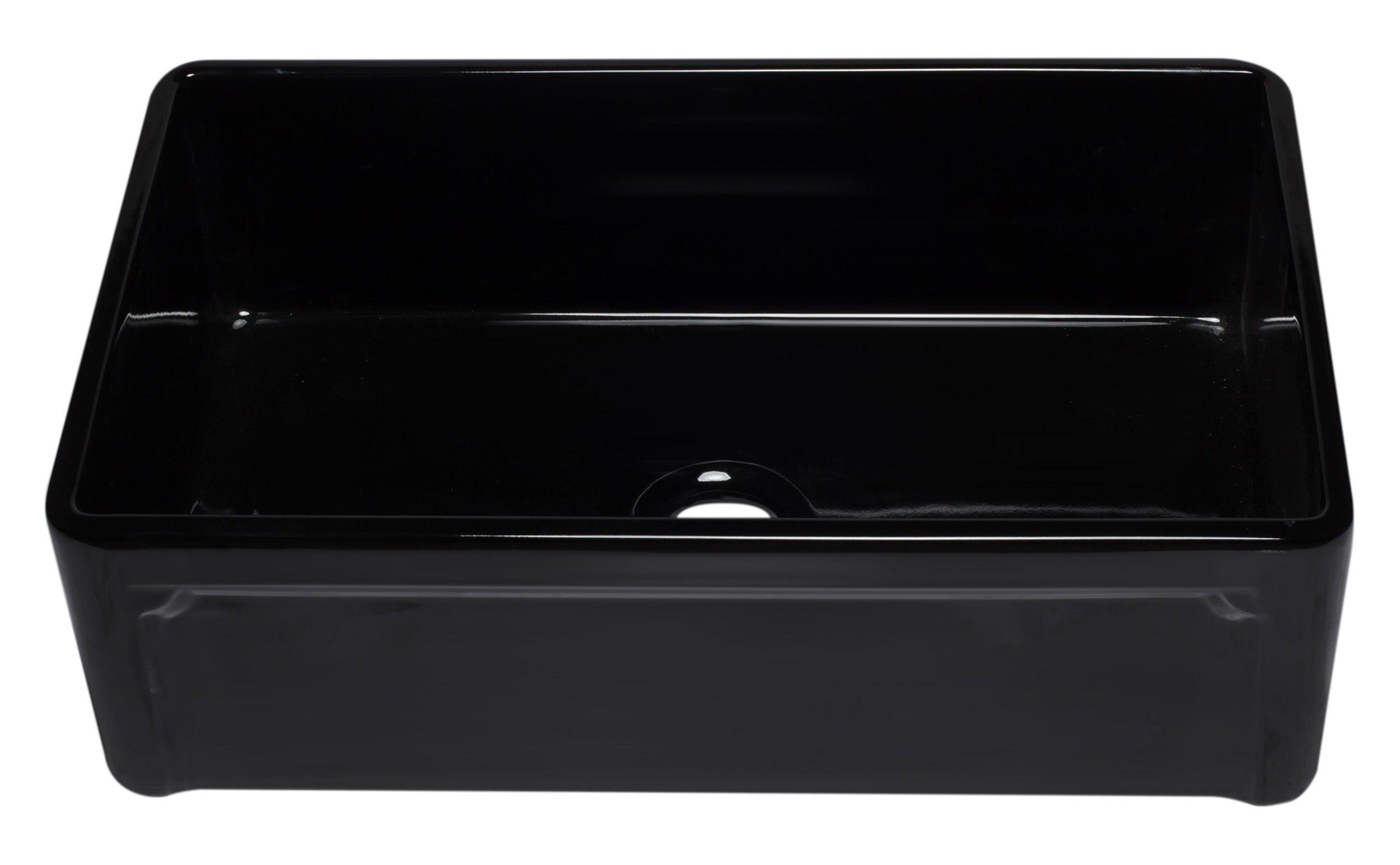 ALFI brand AB3320SB-BG 33 inch Black Reversible Single Fireclay Farmhouse Kitchen Sink