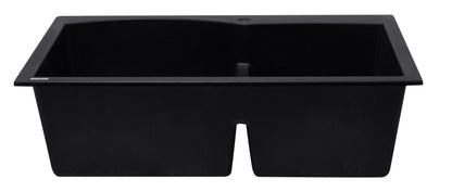 ALFI brand AB3320DI-BLA Black 33" Double Bowl Drop In Granite Composite Kitchen Sink