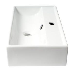 ALFI brand ABC122 White 22" Rectangular Wall Mounted Ceramic Sink with Faucet Hole