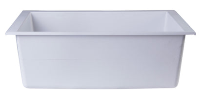 ALFI brand AB2420UM-W White 24" Undermount Single Bowl Granite Composite Kitchen Sink