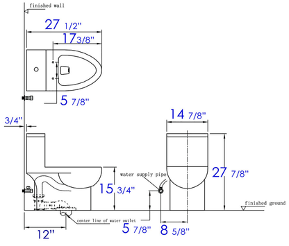 EAGO TB359 Dual Flush One Piece Eco-friendly High Efficiency Low Flush Ceramic Toilet