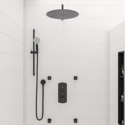 ALFI brand ABSA20R-BM Black Matte 20" Round Wall Shower Arm