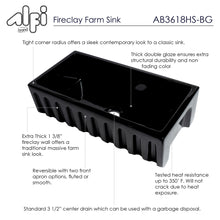 Load image into Gallery viewer, ALFI brand AB3618HS-BG 36&quot; Black Gloss Reversible Smooth / Fluted Single Bowl Fireclay Farm Sink