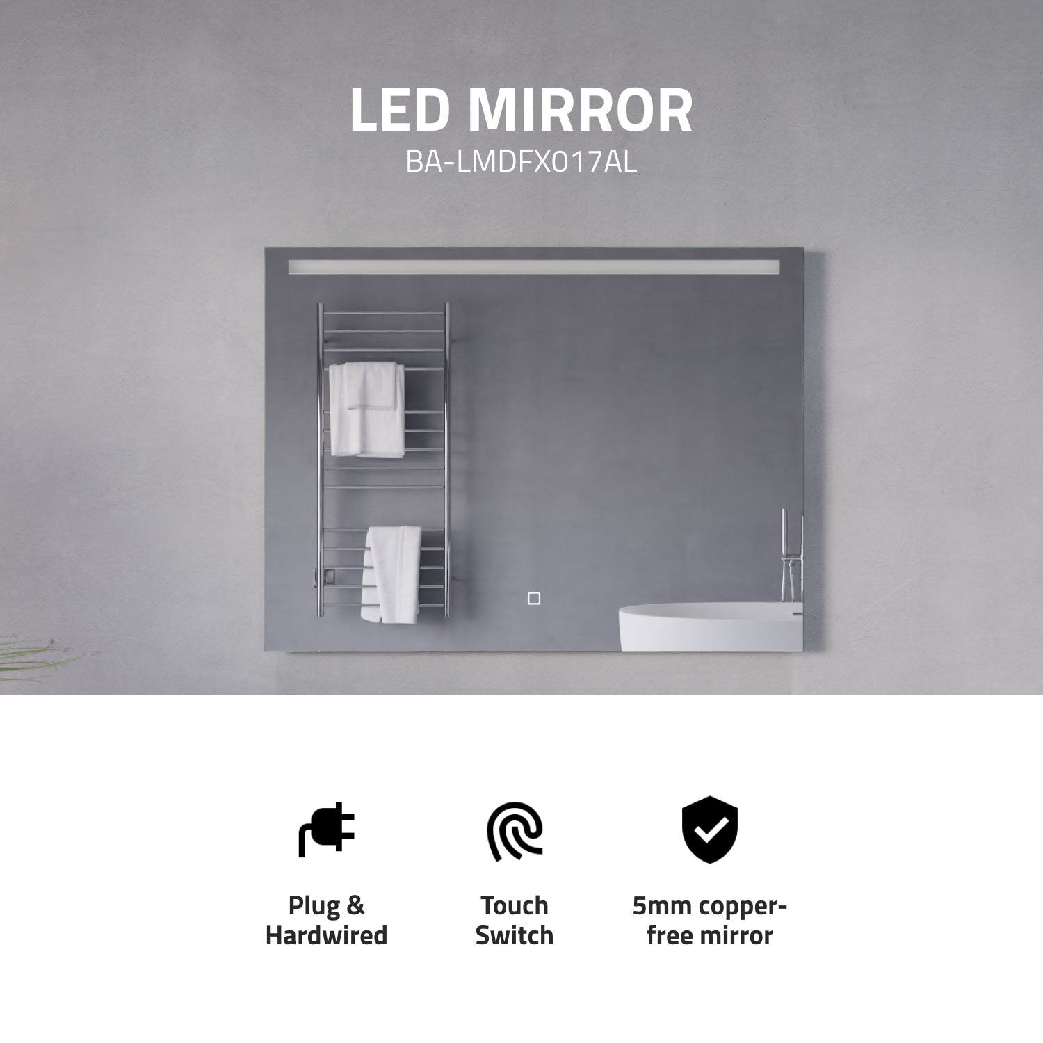 ANZZI 24-in. x 32-in. LED Front/ Bottom Lighting Bathroom Mirror with Defogger