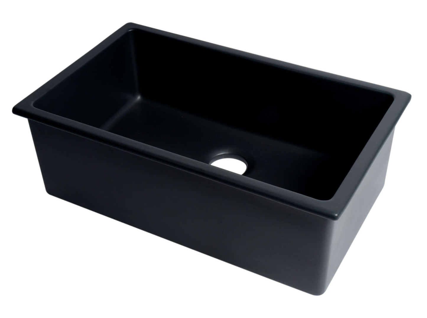 ALFI brand AB3018UD-BM Black Matte 30" x 18" Fireclay Undermount / Drop In Fireclay Kitchen Sink