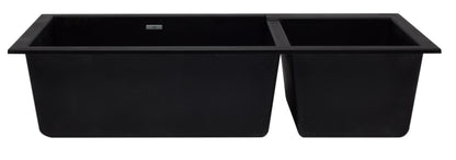 ALFI brand AB3319UM-BLA Black 34" Double Bowl Undermount Granite Composite Kitchen Sink