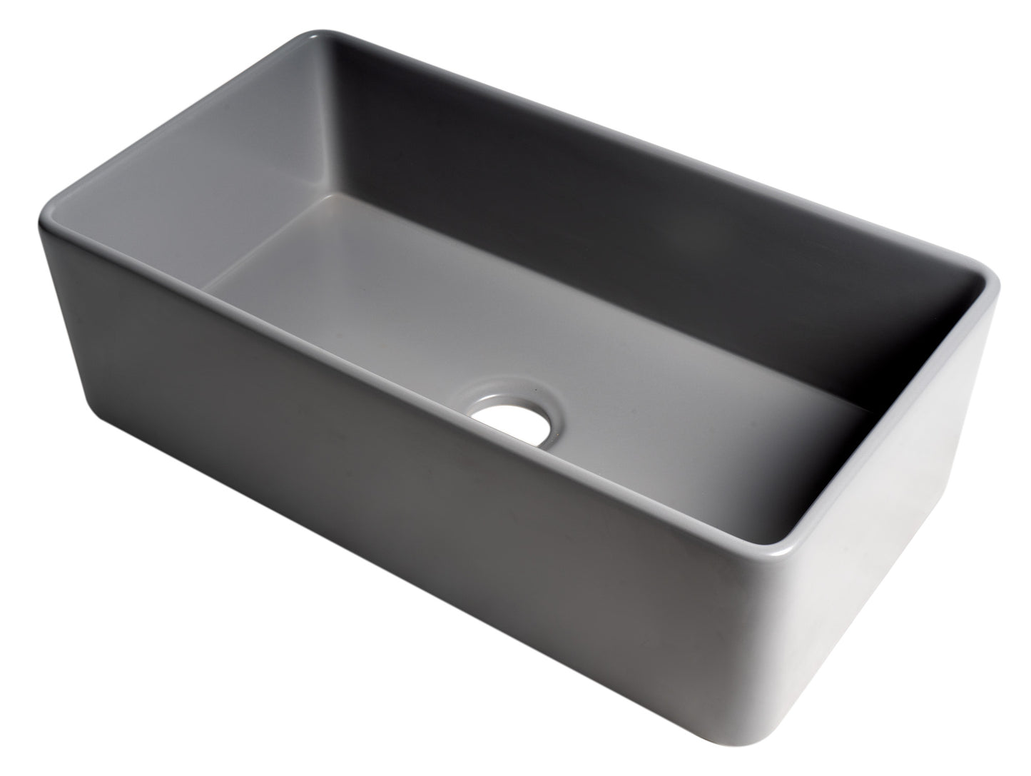 ALFI brand ABF3318S-GM Gray Matte Smooth Apron 33" x 18" Single Bowl Fireclay Farm Sink