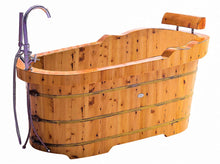 Load image into Gallery viewer, ALFI brand AB1139 61&quot; Free Standing Cedar Wooden Bathtub  with Fixtures &amp; Headrest