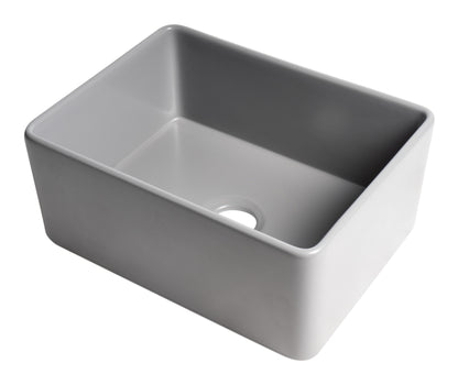 ALFI brand ABF2418-GM Gray Matte Smooth Apron 24" x 18" Single Bowl Fireclay Farm Sink