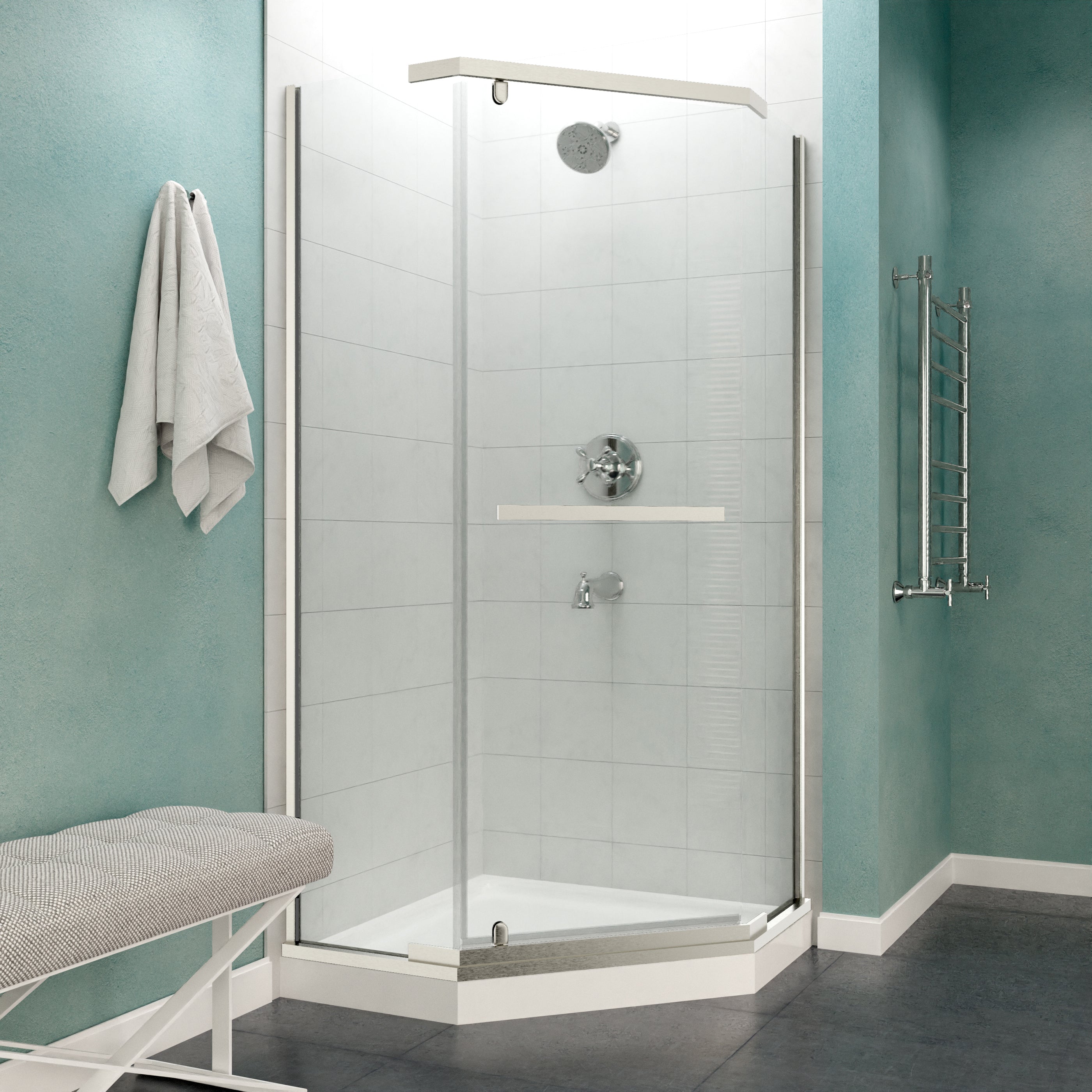 Castle Series 49 in. x 72 in. Semi-Frameless Shower Door with TSUNAMI GUARD
