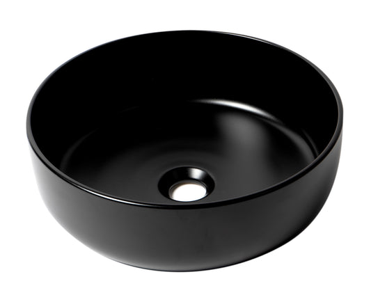 ALFI brand ABC907-BM Black Matte 15" Round Above Mount Ceramic Sink