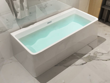 ALFI brand AB8858 59 inch White Rectangular Acrylic Free Standing Soaking Bathtub