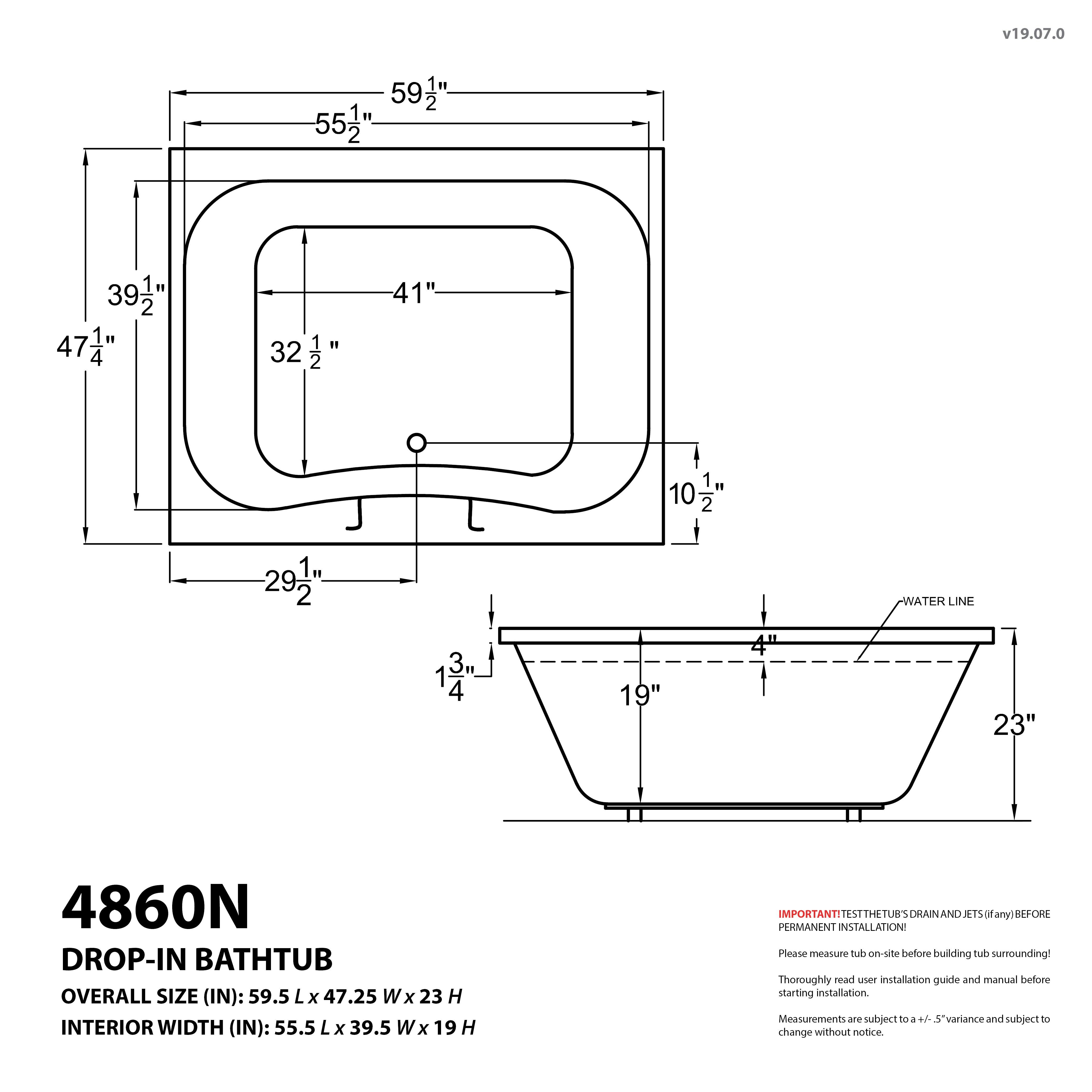 Atlantis Whirlpools Neptune 48 x 60 Rectangular Air Jetted Bathtub