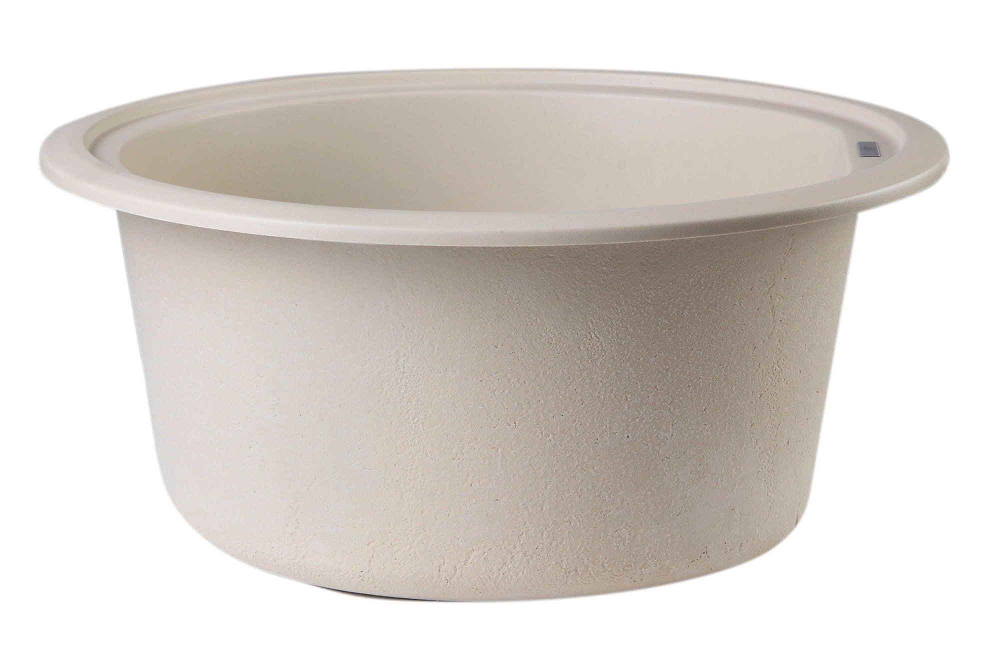 ALFI brand AB1717UM-B Biscuit 17" Undermount Round Granite Composite Kitchen Prep Sink