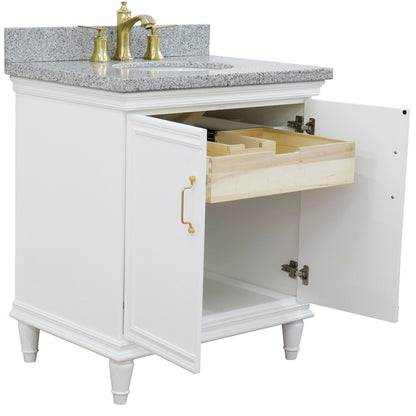 Bellaterra White 31" Wood Single Vanity w/ Counter Top and Sink 400800-31-WH