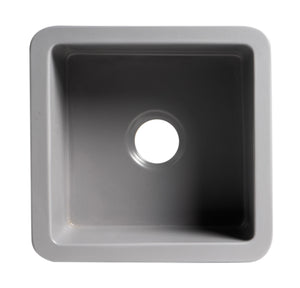 ALFI brand ABF1818S-GM Gray Matte Square 18" x 18" Undermount / Drop In Fireclay Prep Sink