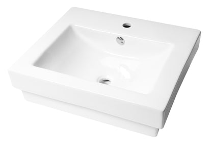 ALFI brand ABC701 White 24" Rectangular Semi Recessed Ceramic Sink with Faucet Hole