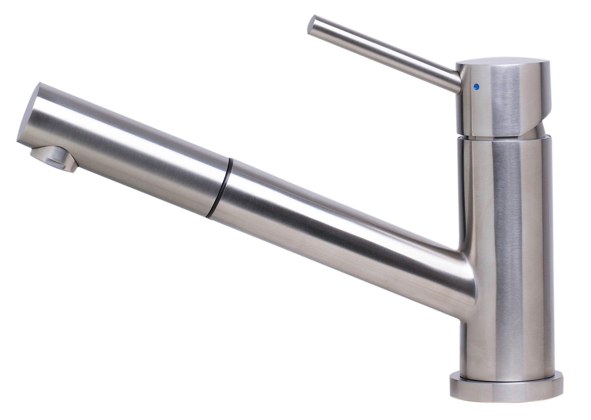 ALFI brand AB2025-BSS Solid Brushed Stainless Steel Pull Out Single Hole Kitchen Faucet