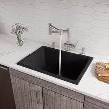 Load image into Gallery viewer, ALFI brand AB2418UD-BM Black Matte 24&quot; x 18&quot; Fireclay Undermount / Drop In Fireclay Kitchen Sink