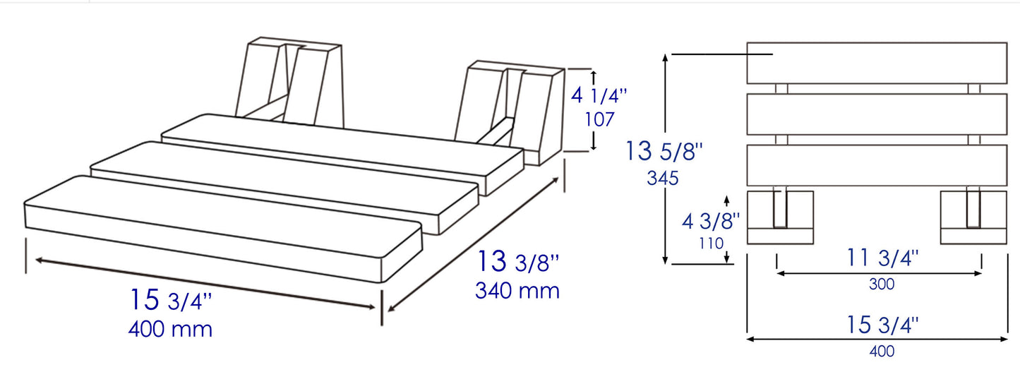 ALFI brand ABS16S-BN Brushed Nickel 16" Folding Teak Wood Shower Seat Bench