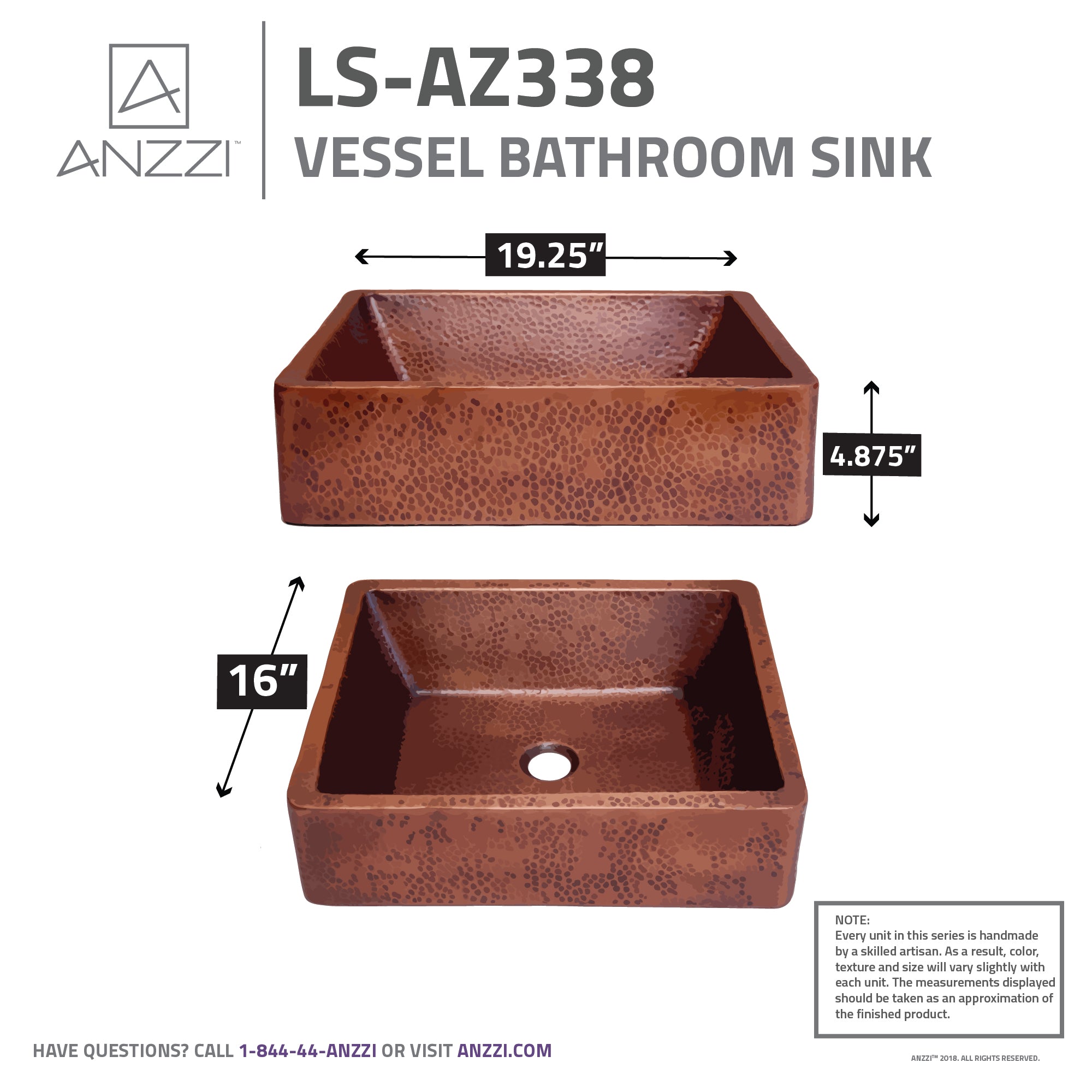 Tidal 19 in. Handmade Vessel Sink in Hammered Antique Copper