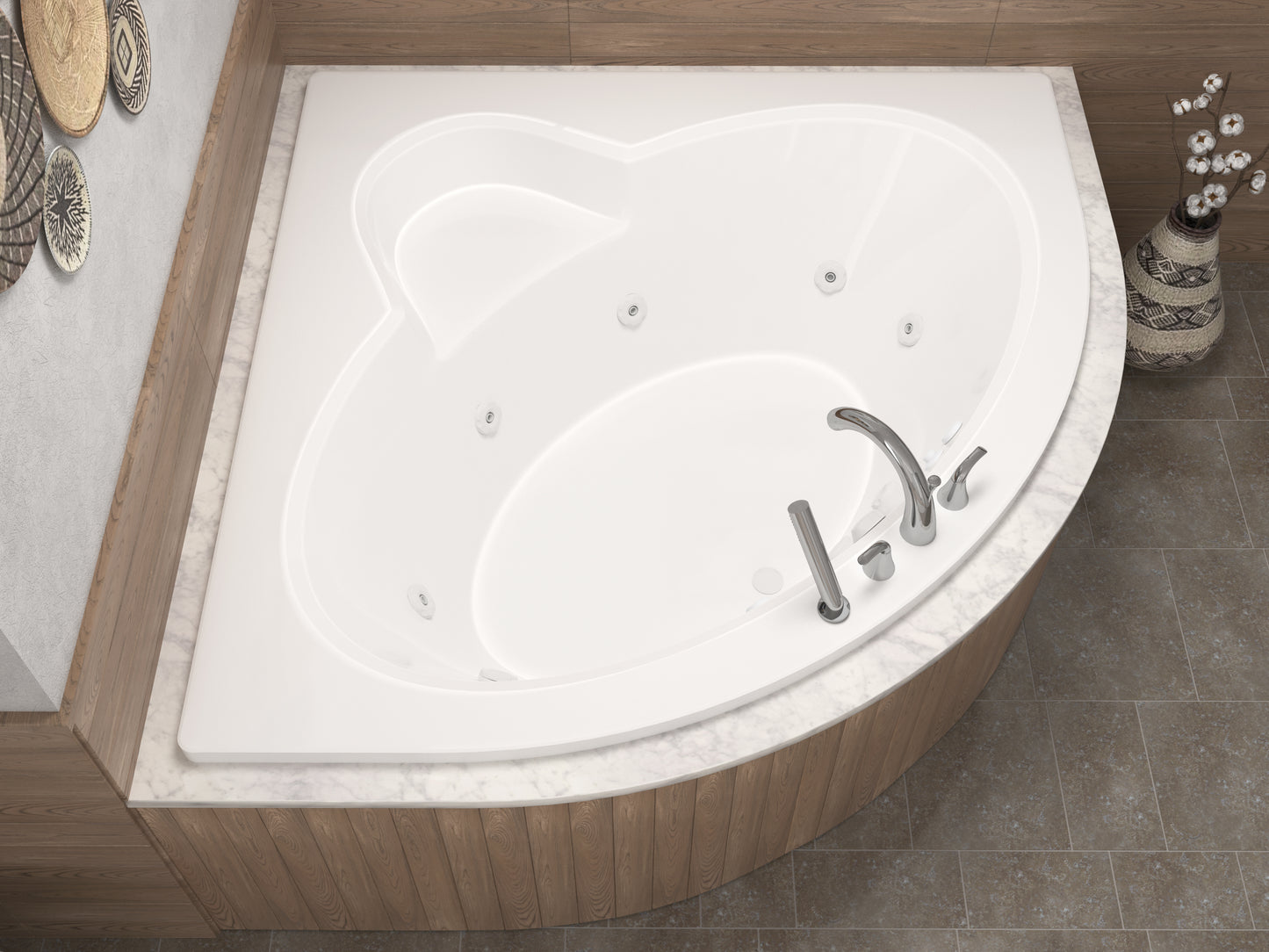 Atlantis Whirlpools Alexandria 60 x 60 Corner Whirlpool Jetted Bathtub