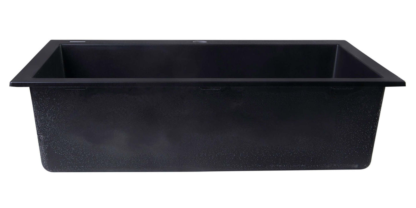 ALFI brand AB3020DI-BLA Black 30" Drop-In Single Bowl Granite Composite Kitchen Sink