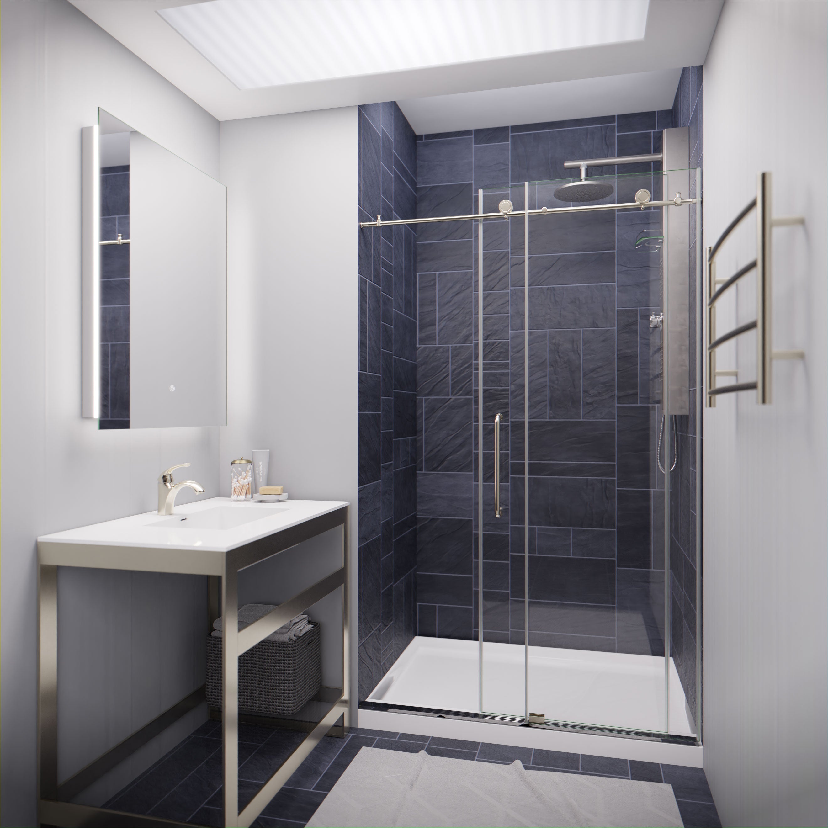 Madam Series 48 in. by 76 in. Frameless Sliding Shower Door with Handle