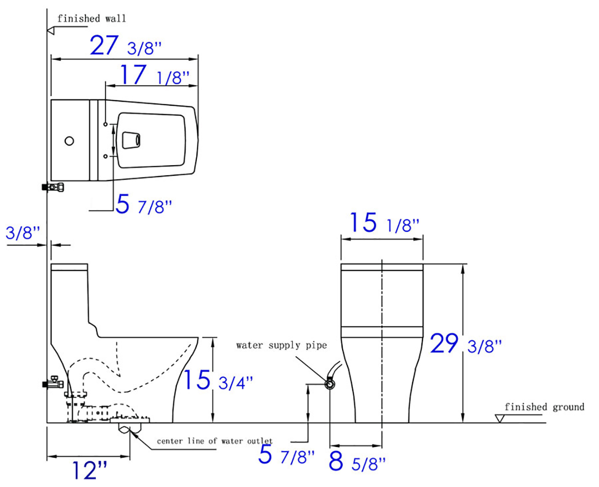 EAGO TB356 Dual Flush One Piece Eco-friendly High Efficiency Low Flush Ceramic Toilet