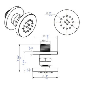 ALFI brand AB3830-BN Brushed Nickel 2" Round Adjustable Shower Body Spray