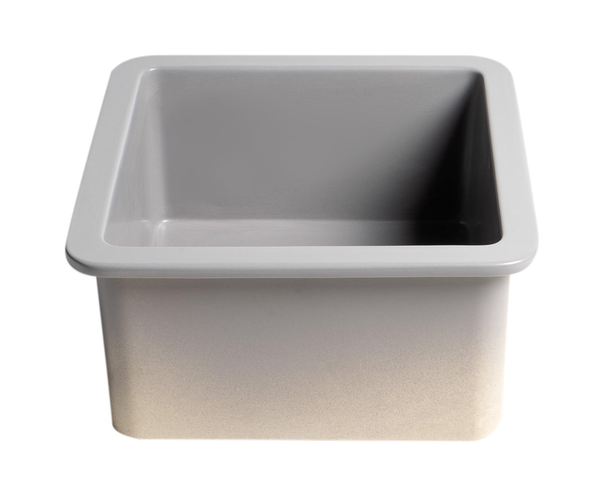 ALFI brand ABF1818S-GM Gray Matte Square 18" x 18" Undermount / Drop In Fireclay Prep Sink