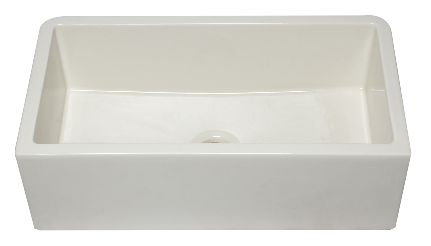 ALFI brand AB3318SB-B 33" Biscuit Smooth Apron Solid Thick Wall Fireclay Single Bowl Farm Sink