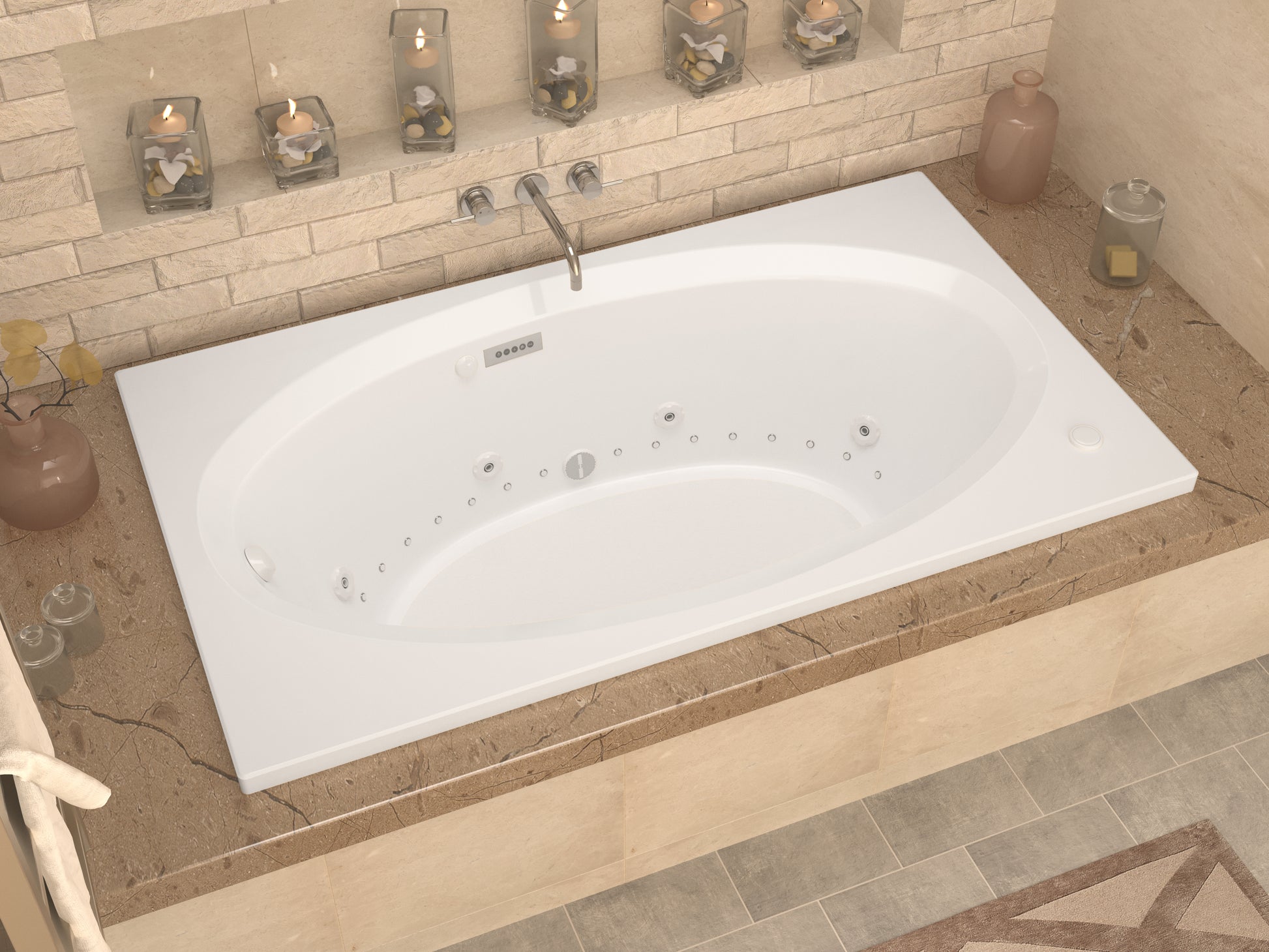 Atlantis Whirlpools Vogue Deluxe Series 42 x 59.625in. Air and Whirlpool Jetted Bathtub in White