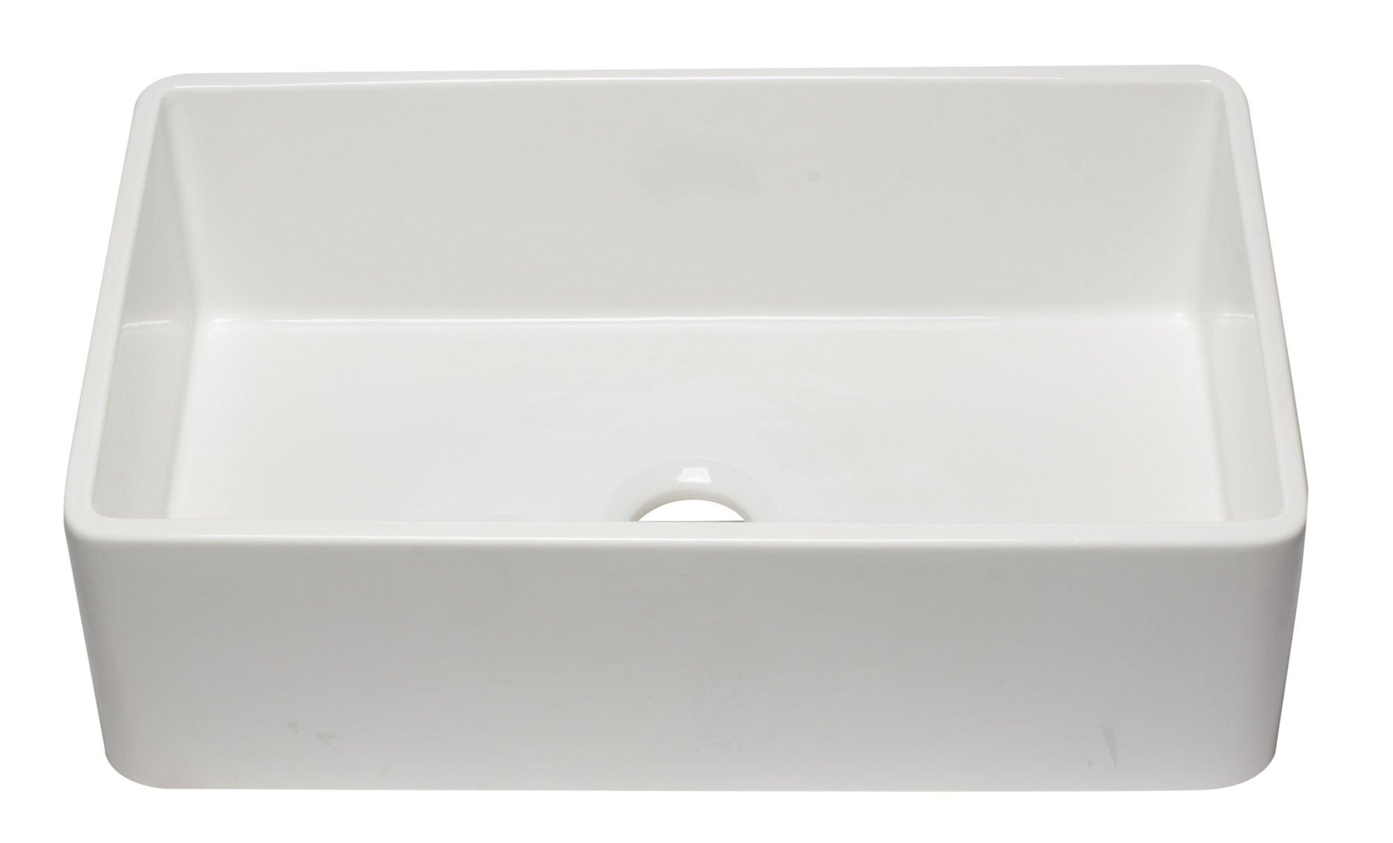 ALFI brand AB3320SB-W 33 inch White Reversible Single Fireclay Farmhouse Kitchen Sink