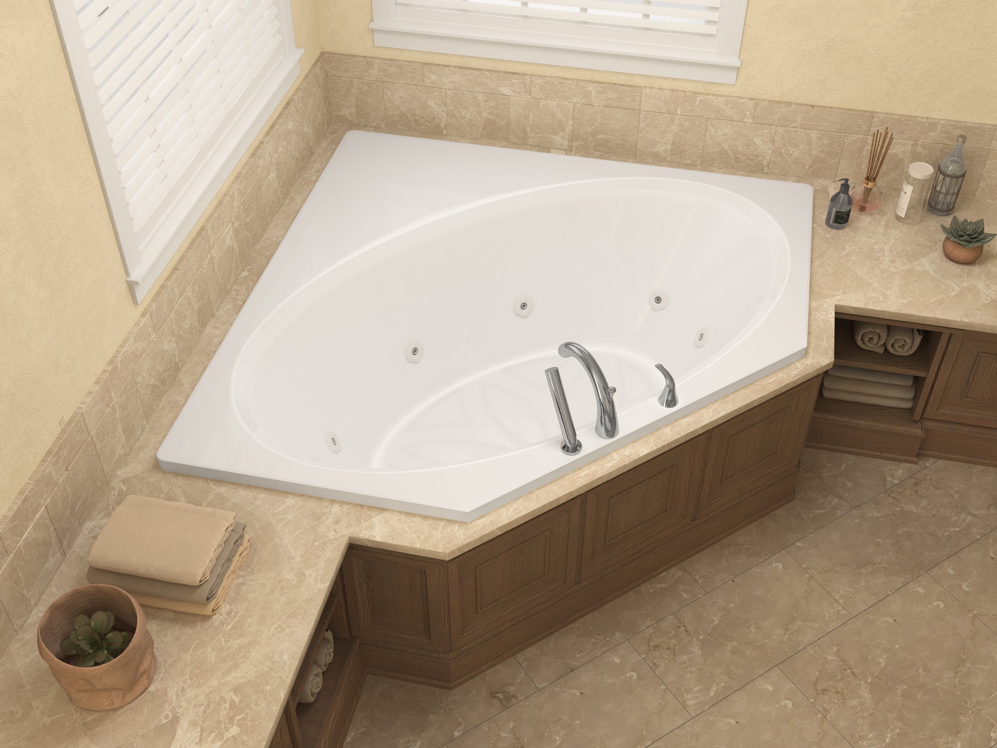 Atlantis Whirlpools Venus 60 x 60 Corner Whirlpool Jetted Bathtub