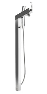ALFI brand AB2728-PC Polished Chrome Floor Mounted Tub Filler + Mixer /w additional Hand Held Shower Head
