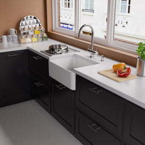 ALFI brand AB503-W White 23" Smooth Apron Fireclay Single Bowl Farmhouse Kitchen Sink
