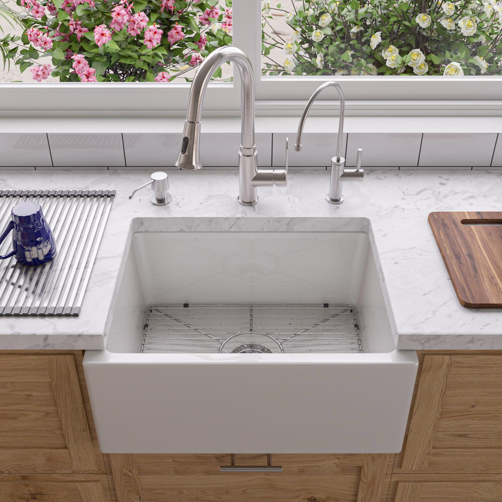 ALFI brand ABKF3480-BN Brushed Nickel Gooseneck Pull Down Kitchen Faucet