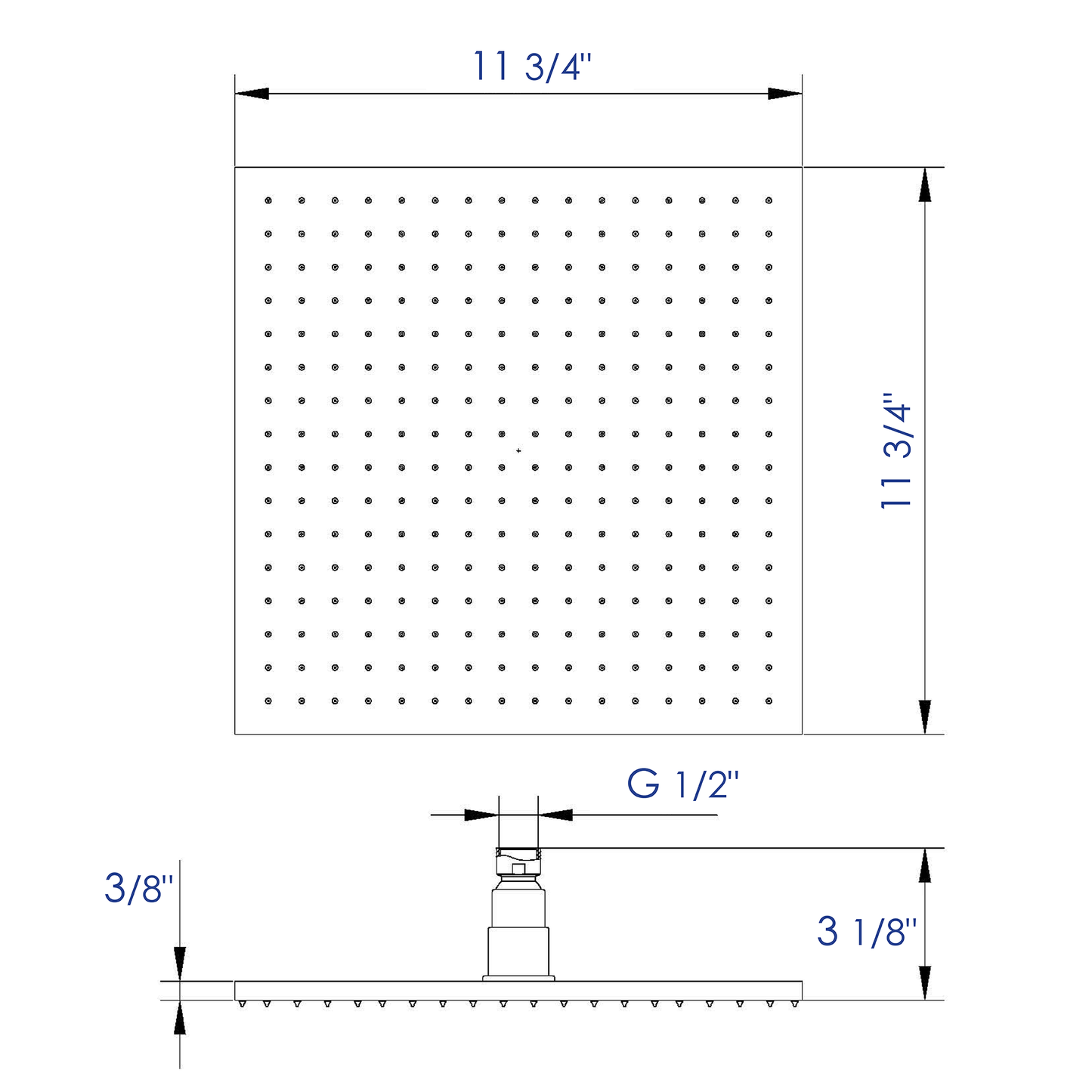 ALFI brand LED12S-BN Brushed Nickel 12" Square Multi Color LED Rain Shower Head