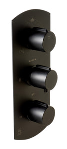 ALFI brand AB4001-BM Black Matte 3-Way Thermostatic Valve Shower Mixer Round Knobs