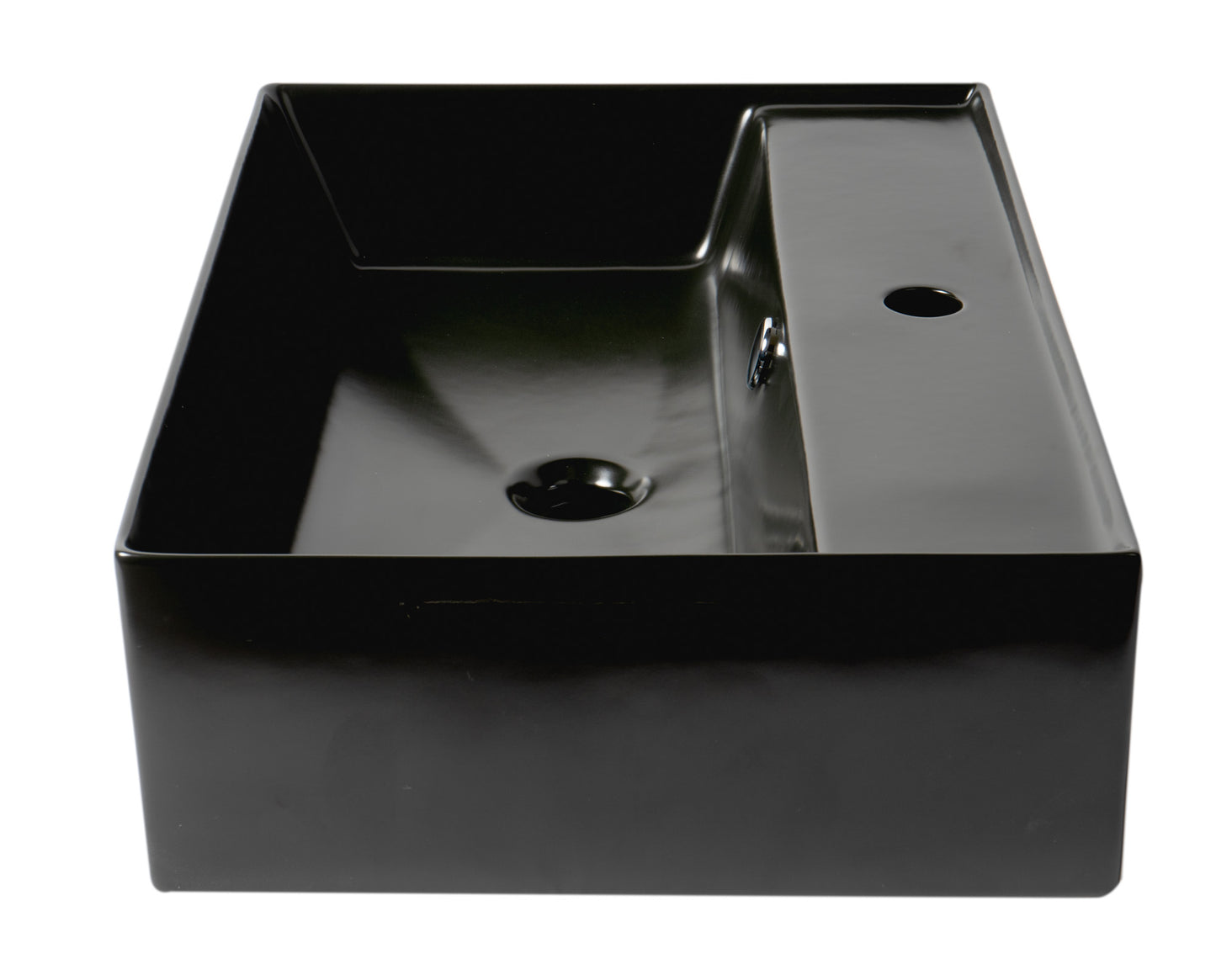 ALFI brand ABC901-BM Black Matte 24" Modern Rectangular Above Mount Ceramic Sink with Faucet Hole