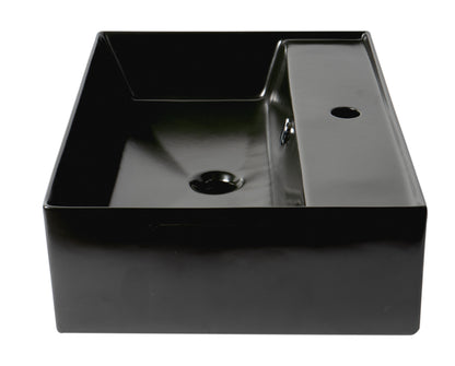 ALFI brand ABC901-BM Black Matte 24" Modern Rectangular Above Mount Ceramic Sink with Faucet Hole