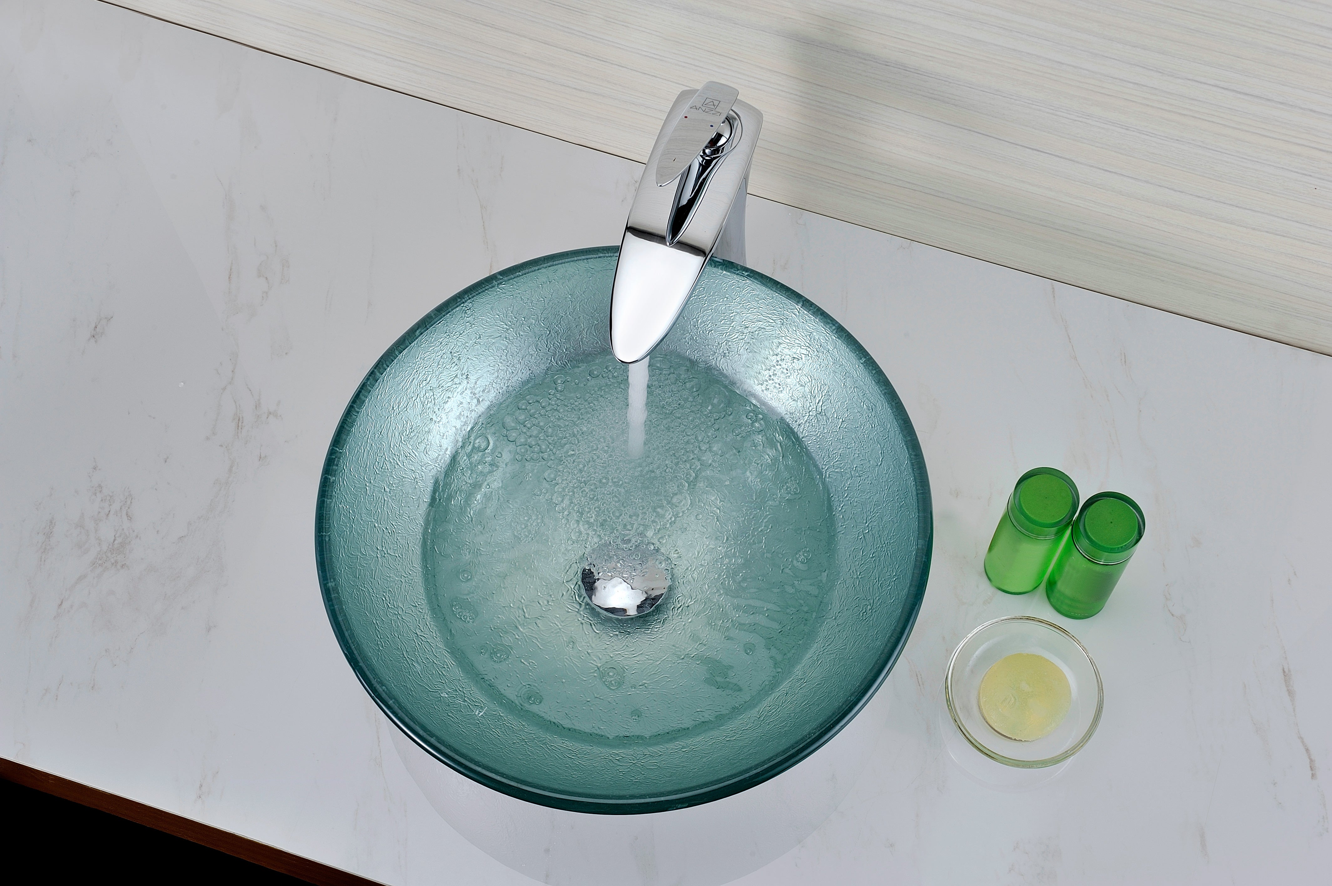 Spirito Series Deco-Glass Vessel Sink in Churning Silver