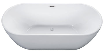 ALFI brand AB8839 67 inch White Oval Acrylic Free Standing Soaking Bathtub