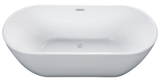 ALFI brand AB8839 67 inch White Oval Acrylic Free Standing Soaking Bathtub