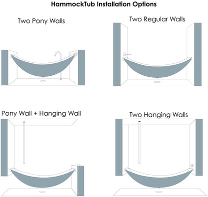 ALFI brand HammockTub1-BM Black Matte 79" Acrylic Suspended Wall Mounted Hammock Bathtub